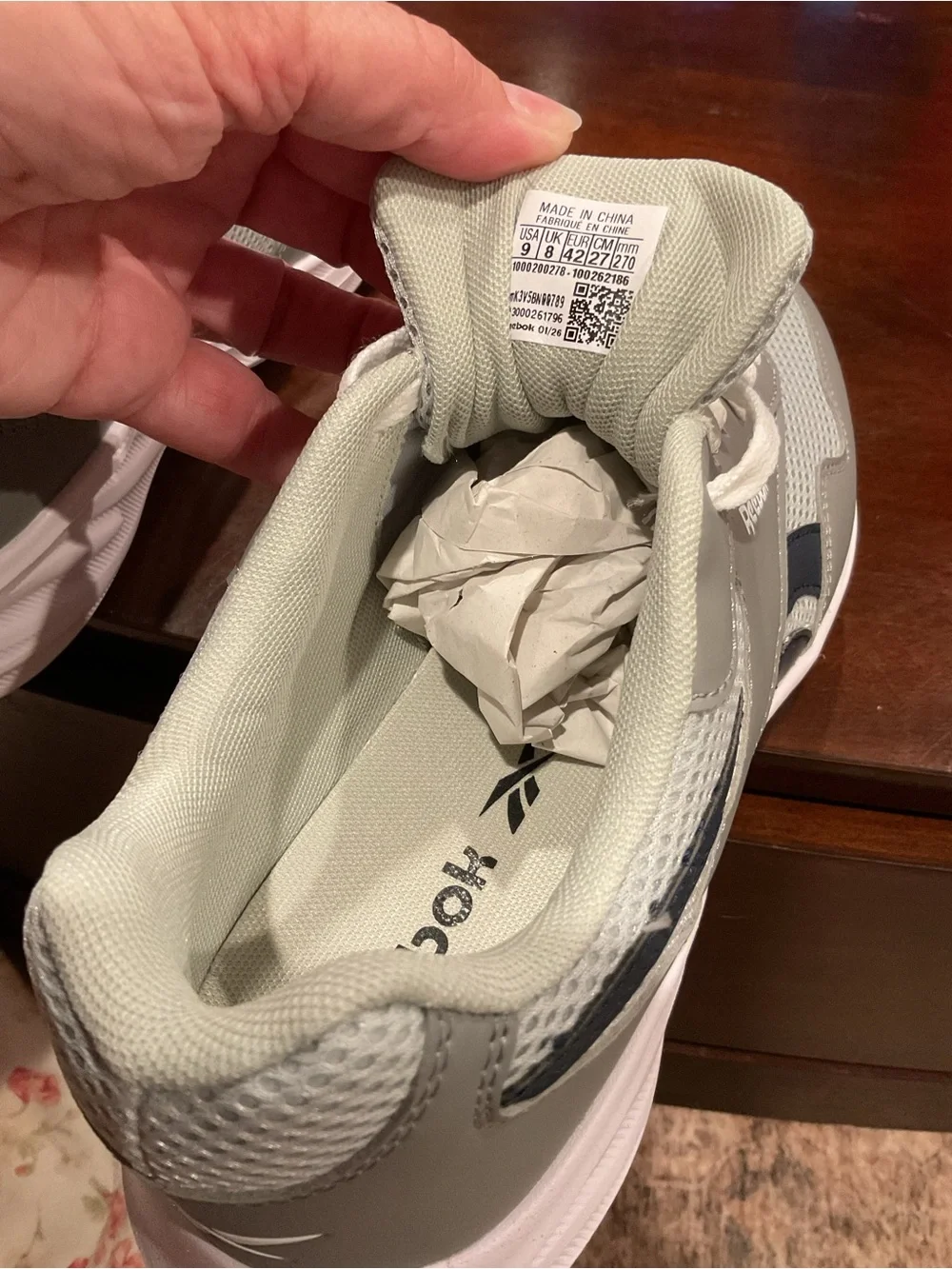 Men's grey running shoes on box size 9